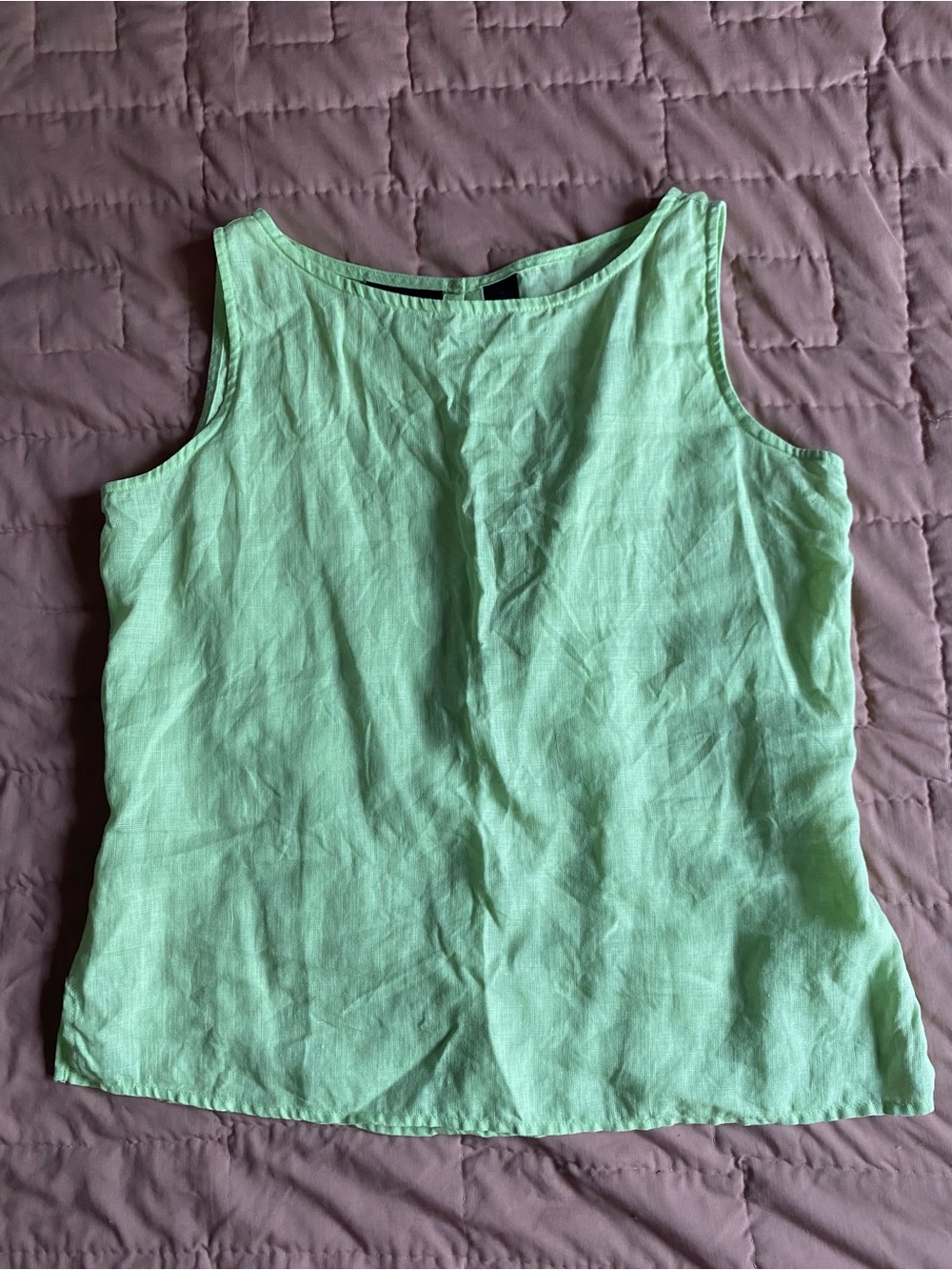 VTG Liz Claiborne 100% Linen Light Green Tank